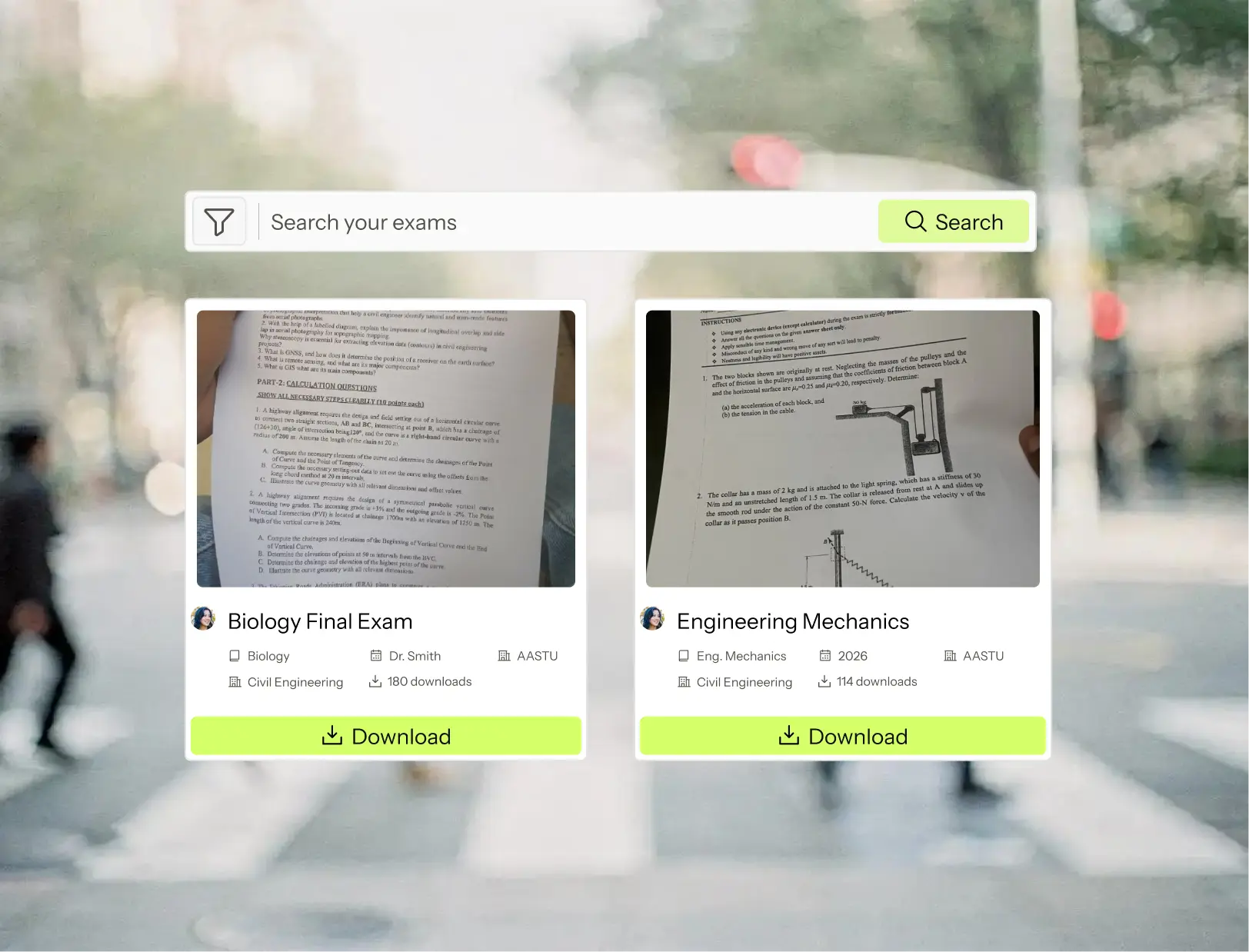 Browse exams and download instantly